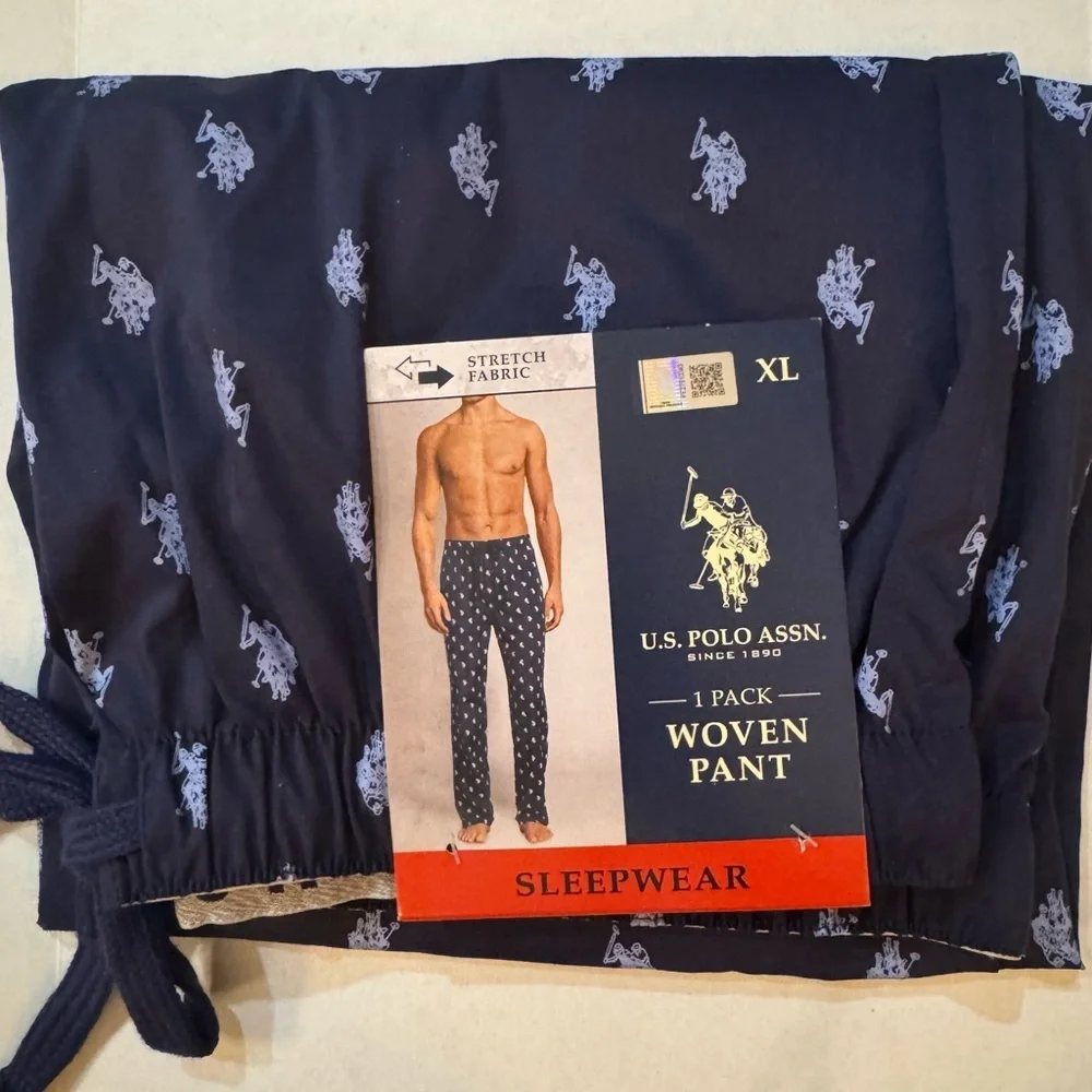 U.S. Polo Assn. Men’s Allover Plaid Pattern Polyester Lounge Pajama Pants